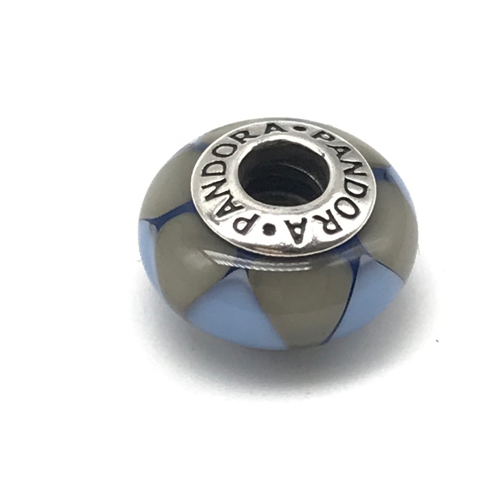 Pandora Blue Gray Captivating Triangle Murano Glass Bead Charm